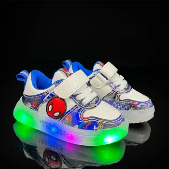 Обувь принцессы из мультфильма Disney для девочек с подсветкой, нескользящая спортивная повседневная обувь с мягкой подошвой для детей в подарок