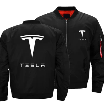 2023 Новая осенне-зимняя мужская летающая куртка с логотипом Tesla, модная утепленная ветровка, теплое повседневное бейсбольное пальто на молнии