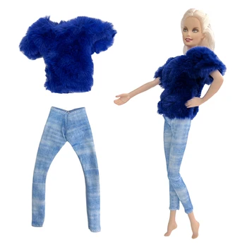 NK 1 комплект модной одежды для куклы, современное синее пальто, рубашка, брюки, повседневная одежда, игровая одежда для куклы Барби, аксессуары, детские игрушки