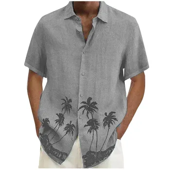Повседневная Модная Гавайская Рубашка Для Мужчин С Лацканами И Короткими рукавами, Одежда Для Пляжного отдыха, Гавайская Рубашка, Блузки, Летняя Одежда, camisas