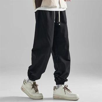 Новое поступление мужских брюк-карго, брюки цвета хаки, повседневные шаровары в стиле хип-хоп, свободные мужские брюки в винтажном японском стиле