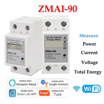 ZMAI 90 Wifi Smart Switch Счетчик Энергии Модель ZMAI-90 Вольтметр Ваттметр Измеритель Мощности Приложение Tuya Smart Life Работает С Alexa Google