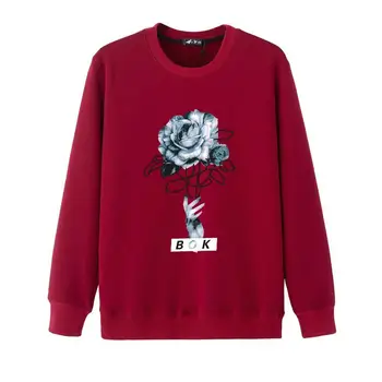 Зимняя нижняя рубашка с длинными рукавами, плотная, большого размера, бархатная рубашка с круглым вырезом и принтом розы, тренд красивой мужской рубашки