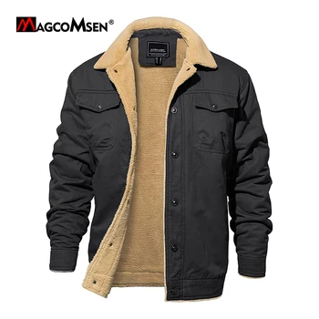 Мужская вельветовая куртка шерпа MAGCOMSEN, теплые толстые флисовые пальто с лацканами, дорожные рабочие зимние джинсовые куртки