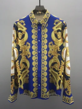2023 новые рубашки с цветочным принтом 23ss королевского бренда, золотые топы в готическом стиле в стиле панк, знаменитая роскошная одежда с длинным рукавом для мужчин
