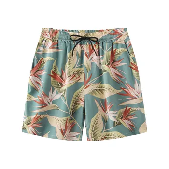 Мужские шорты Пляжные шорты с гавайским цветком, повседневные легкие шорты на шнурке, мужские шорты, шорты для плавания, мужские плавки мужские