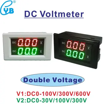 YB4835VV Измеритель Напряжения Двойной Вольтметр Постоянного тока 0-30 В 100 В 300 В 600 В Вольт Панель Датчика 0,39 