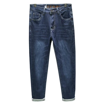 Новые поступления, джинсы, мужские Качественные брендовые Деловые повседневные мужские джинсовые брюки, прямые облегающие темно-синие мужские брюки Yong Man
