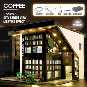 Новая серия Street View Конструктор для взрослых MOC Coffee Shop House Набор современных строительных блоков Игрушки Рождественские Подарки для детей