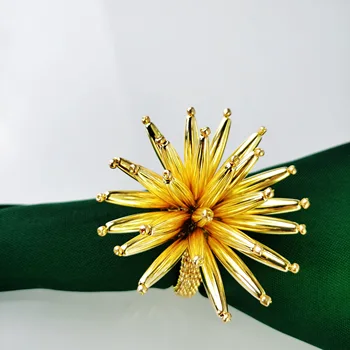 Бесплатная доставка, кольца для салфеток с золотым цветком, 12 шт., праздничное украшение