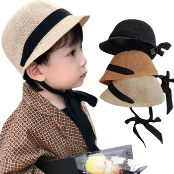 Детская бейсболка с соломенной сеткой, шляпа с козырьком для мальчиков, детская кепка для верховой езды, соломенная шляпа для девочки, фермерские уличные шляпы от солнца для девочек и мальчиков