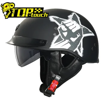 Одобренный DOT мотоциклетный шлем, Немецкий мотобайк, усиленный шлем на половину лица, Винтажные летние защитные шлемы в стиле ретро Capacete De Motos