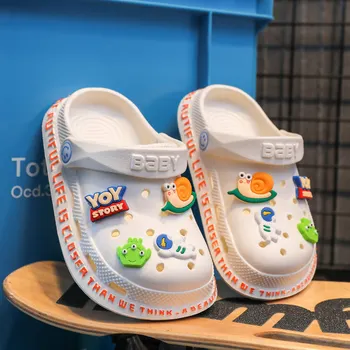 Детская обувь летняя детская обувь с дырками, уличная одежда, нескользящие тапочки для мальчиков, детские сандалии Baotou с героями мультфильмов для девочек, летние сандалии