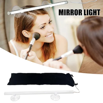 Светодиодная зеркальная подсветка с 2 присосками 29,5 см, подсветка для макияжа без перфорации, 6500K USB, зеркальная подсветка для туалетного столика для кабинета, предварительно изготовленная