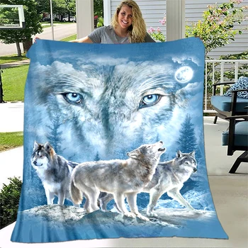 Частное изготовленное на заказ волчье тонкое одеяло для Домашнего офиса, изоляционное одеяло для путешествий, кемпинга, теплые фланелевые одеяла для кроватей, одеяло для пикника