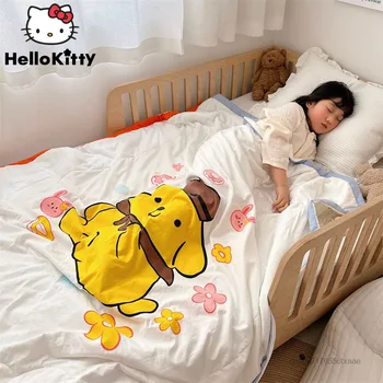 Мультяшное Летнее Прохладное одеяло Sanrio Kuromi My Melody Хлопчатобумажное Мягкое одеяло для детского сада в общежитии, Стеганое одеяло с кондиционером, можно стирать в машине