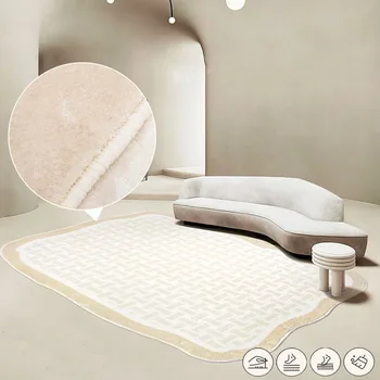 Ковер в скандинавском минимализме, гостиная, Украшение спальни большого размера, Плюшевый прикроватный коврик с неправильным утолщением, Балкон, диван для отдыха, коврик