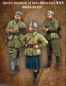 Миниатюрная игрушка 1/35 Набор моделей солдата из смолы GK Советские Солдаты В состоянии покоя 3 человека Сцена GK Соответствует Разобранной Неокрашенной Диораме