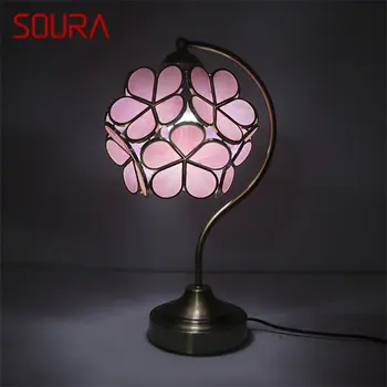 Настольная лампа SOURA Tiffany LED Современный креативный настольный светильник в виде розовых лепестков для дома, гостиной, прикроватной тумбочки в спальне.