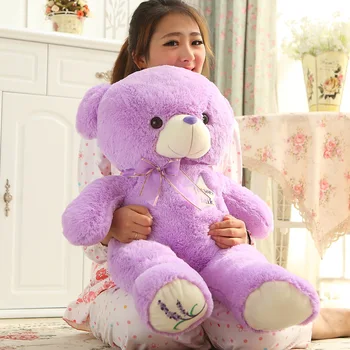 Новоприбывший Высококачественный Лавандовый Фиолетовый Медведь Плюшевая Игрушка Ребенок Девочка Тканевая Подушка Кукла Подарок на День Рождения
