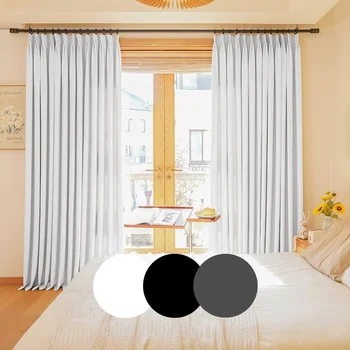 Изготовленные на заказ 3 цвета Сплошные однотонные Белоснежные плотные шторы для гостиной, шторы для обработки окон спальни, 60% Затенение кухни