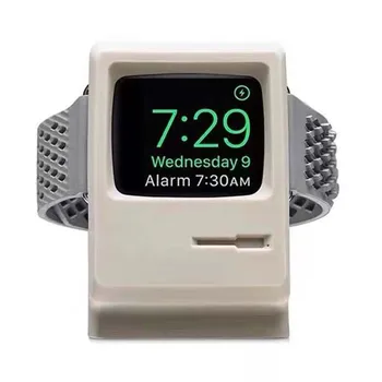 Для Apple Watch 7 6 5 4 iWatch 3 2 1 Силиконовая подставка, держатель для док-станции для зарядки, прикроватный столик с компьютерным рисунком в стиле ретро, подставка для кронштейна