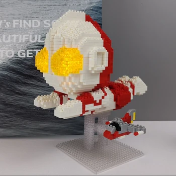 Супер космический герой Fly Ultraman Инопланетный самолет-воин 3D модель DIY Мини алмазные блоки Кирпичи Строительная игрушка для детей