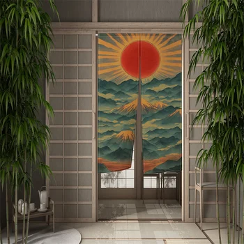 Японская дверная занавеска с красным солнцем, столовая, абстрактное искусство, дверная занавеска, перегородка, занавеска для входа, Подвесной декор в виде полузакрытых штор