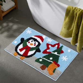 Мультяшный Рождественский ковер, нескользящие коврики для ванной, впитывающий коврик для пола в ванной, коврики для домашнего декора в спальне