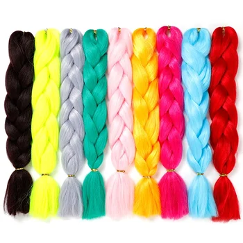 100G 24Inch Single Ombre Color Glowing Для Волос Оптом Синтетическое Наращивание Волос Twist Jumbo Плетение Волос