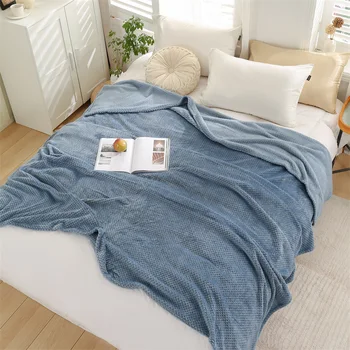 Японское коралловое одеяло Зимнее однотонное фланелевое в ананасовую клетку Мягкое одеяло для сна для кроватей, чехол для дивана