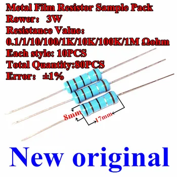 Новый оригинальный набор образцов металлического Пленочного резистора 1% 3 Вт /0,1 1/10/100/10 к/100 к/1 к/ 1 м ОМ цветные кольца