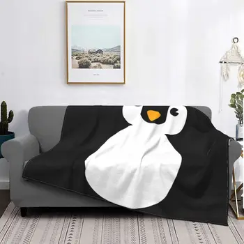 Забавное личико пингвина, милые плюшевые одеяла с черным пингвином, милые для детей, индивидуальные пледы, кровать, диван, 150 * 125 см, тонкий плюш
