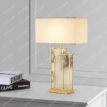 Настольная лампа для спальни из натурального мрамора, простая Постмодернистская модель, Настольная лампа для гостиной на вилле отеля