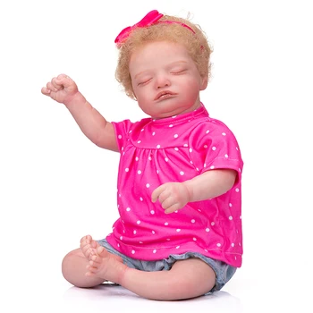 49 см Хлопковое тело Мягкое тело куклы Бебе Возрожденный Ребенок Спящая Девочка Розали Мягкое тело Укоренившиеся Светлые Волосы