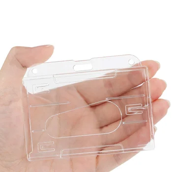 Пластиковый прозрачный держатель для рабочей карточки с прорезью для нажатия пальцем для заводского персонала компании, обложка для карточки пропуска сотрудников