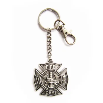Винтажный посеребренный брелок для ключей Firemen Firefighter Fire Dept-брелок для ключей-OC010SL