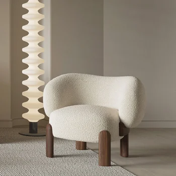 Дизайнерский диван-кресло Nordic для одного человека, домашняя гостиная, спальня, кресло для отдыха из массива дерева, кресло со спинкой на балконе с тихим ветром