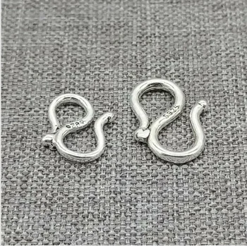 S-образные застежки из стерлингового серебра 925 пробы, крючковые разъемы для браслета-ожерелья