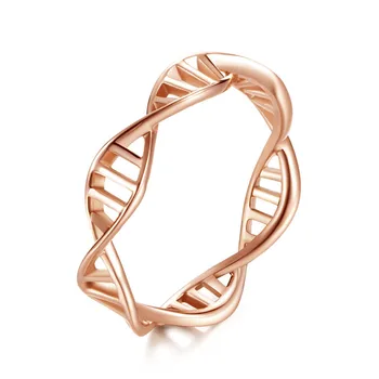 Кольцо с двойной спиралью ДНК из нержавеющей стали для женщин и мужчин, размер 5-10