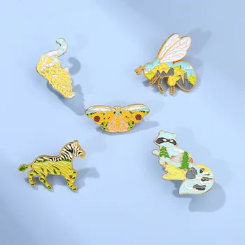 Новый сплав с рисунком животного цвета, креативная мультяшная сумка с рисунком бабочки Зебры, ювелирная брошь, эмалевая булавка