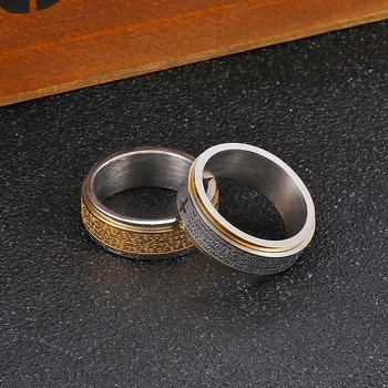 Индивидуальное круглое кольцо в стиле ретро с крестом из титановой стали, мужское вращающееся кольцо