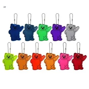 Брелки для ключей из ПВХ со светоотражающим медведем, яркие бирки для сумки, рюкзака, подвески для детей, сумки для одежды для взрослых MF