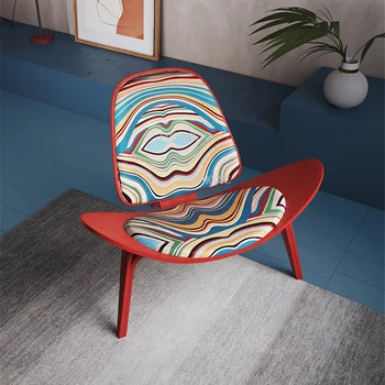 Дизайнерский стул для гостиной Мебель для дома Деревянный шезлонг из хлопка и пеньки Односпальные стулья Ins Creative Smile Nordic Односпальный диван