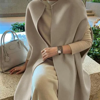 QNPQYX, Новое весенне-осеннее шерстяное женское пальто, Элегантные винтажные куртки в Японском стиле, толстые рабочие без рукавов, Корейская женская одежда 940