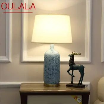 Керамическая настольная лампа OULALA с медным светодиодом, современный стол с роскошным рисунком для дома
