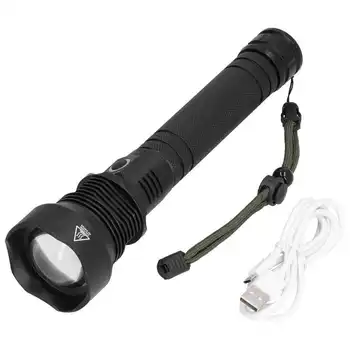 Перезаряжаемый фонарик, мощный факел, лампа высокой яркости XHP70, бусина 3,7 В‑4,2 В, 20 Вт, масштабируемая для ночных прогулок на открытом воздухе