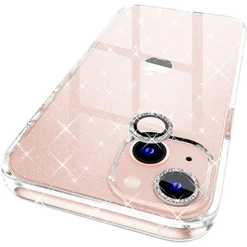 Прозрачный Блестящий Защитный Чехол для объектива с Бриллиантами для iPhone 14 13 11 Pro Max 12 Mini XS XR X 14Pro 13Pro 14Promax I13 I14 Чехол