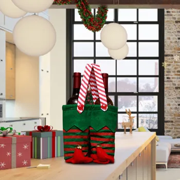 Рождественский подарочный пакет, сумка для бутылок красного вина, Рождественские украшения 2024, Сумка для штанов Санта-Клауса, сумка для конфет, украшение Рождественского стола