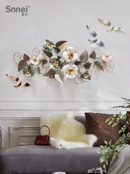 l цветы для растений, фон для дивана, подвески для украшения стен, объемные подвесные украшения для украшения стен из кованого железа